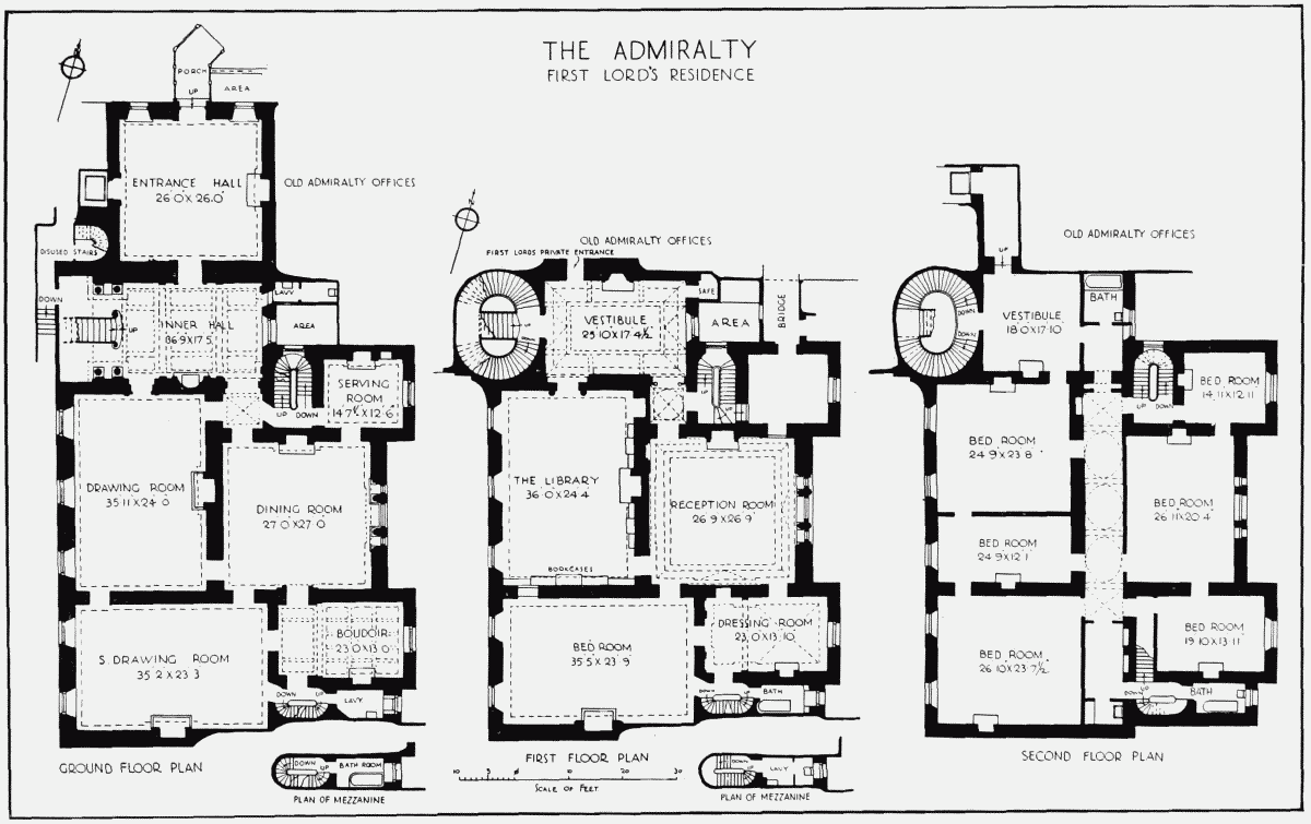 Plate 45 Admiralty House, plans of ground, first and second floors British History Online