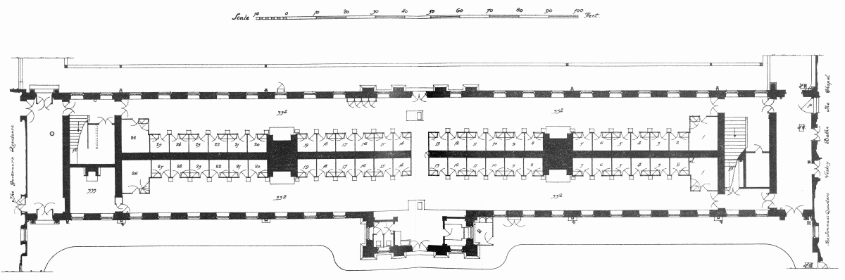 Plate 20 Chelsea Hospital, plan of East Ward, ground