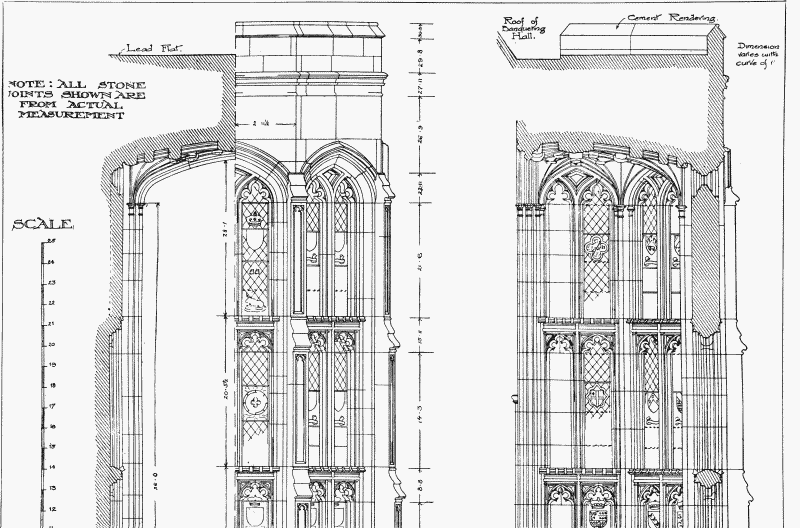Plate 33 Elevations of plan of bay window in Hall 