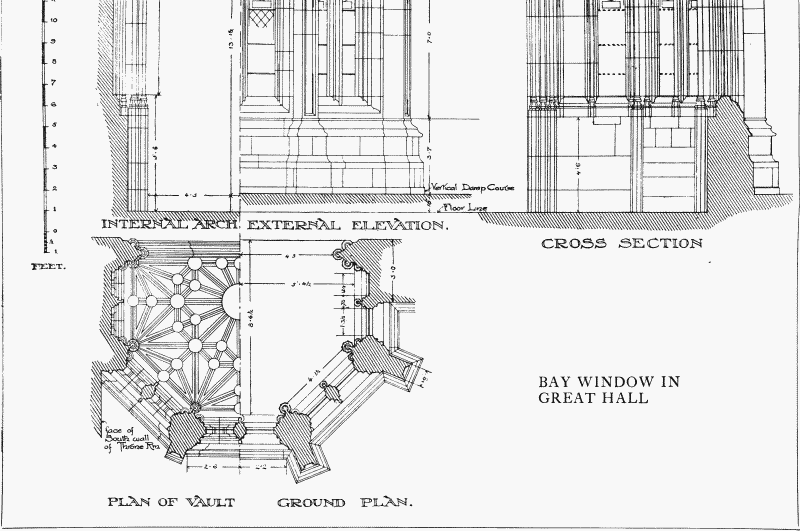 Plate 33 Elevations of plan of bay window in Hall 