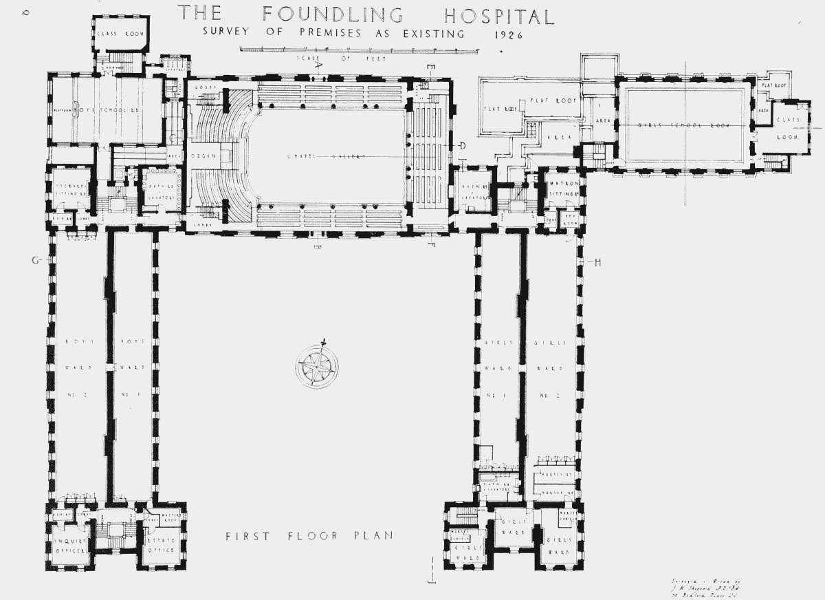 Plate 14 Foundling Hospital, first floor plan British