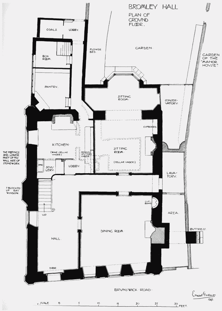 Plate 1 Bromley Hall, ground floor plan British History